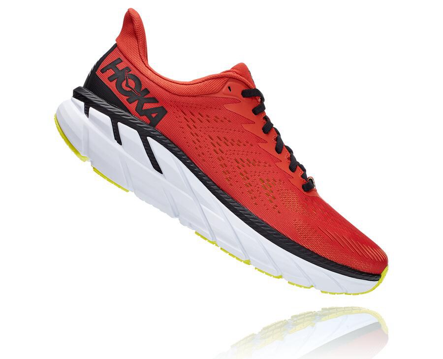 Running Shoes Mens - Hoka One One Clifton 7 - Red - COSJHNR-72